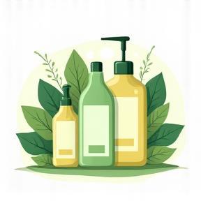 Eco-friendly cleaning products and leaves icon
