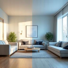 Before and after shot of a cleaned rental flat